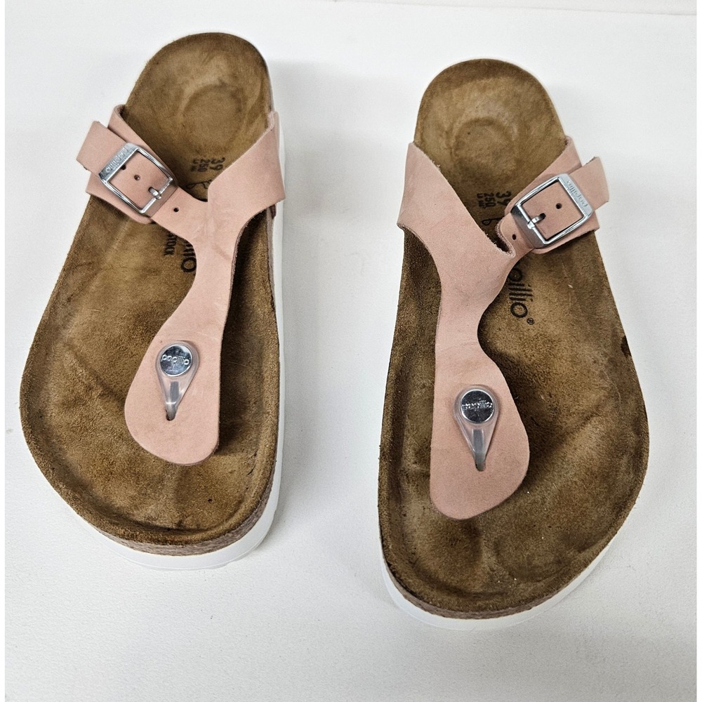 Papillio by Birkenstock Gizeh Platform Sandals Rose Pink Nubuck Leather 39 L8 M6